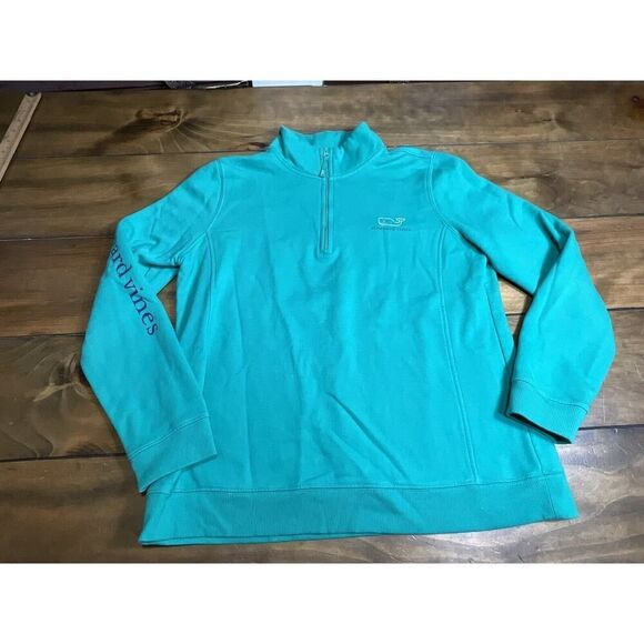 VINEYARD VINES WOMANS VINTAGE WHALE FLEECE 1/4 ZIP SHEP SWEATER SIZE LARGE - Picture 1 of 11
